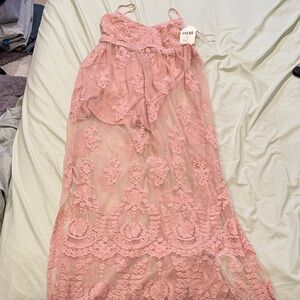 Altar'd State Pink Lace Maxi Dress